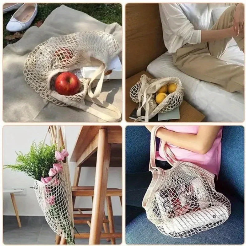 Reusable Mesh Shopping Bags Washable Fruit Vegetable String Net
