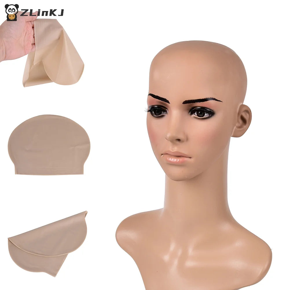 ▶1PCS Fake Latex Flesh Skin Unisex Bald Head Wig Cap Rubber Skinhead Costume Prank Zpaxo