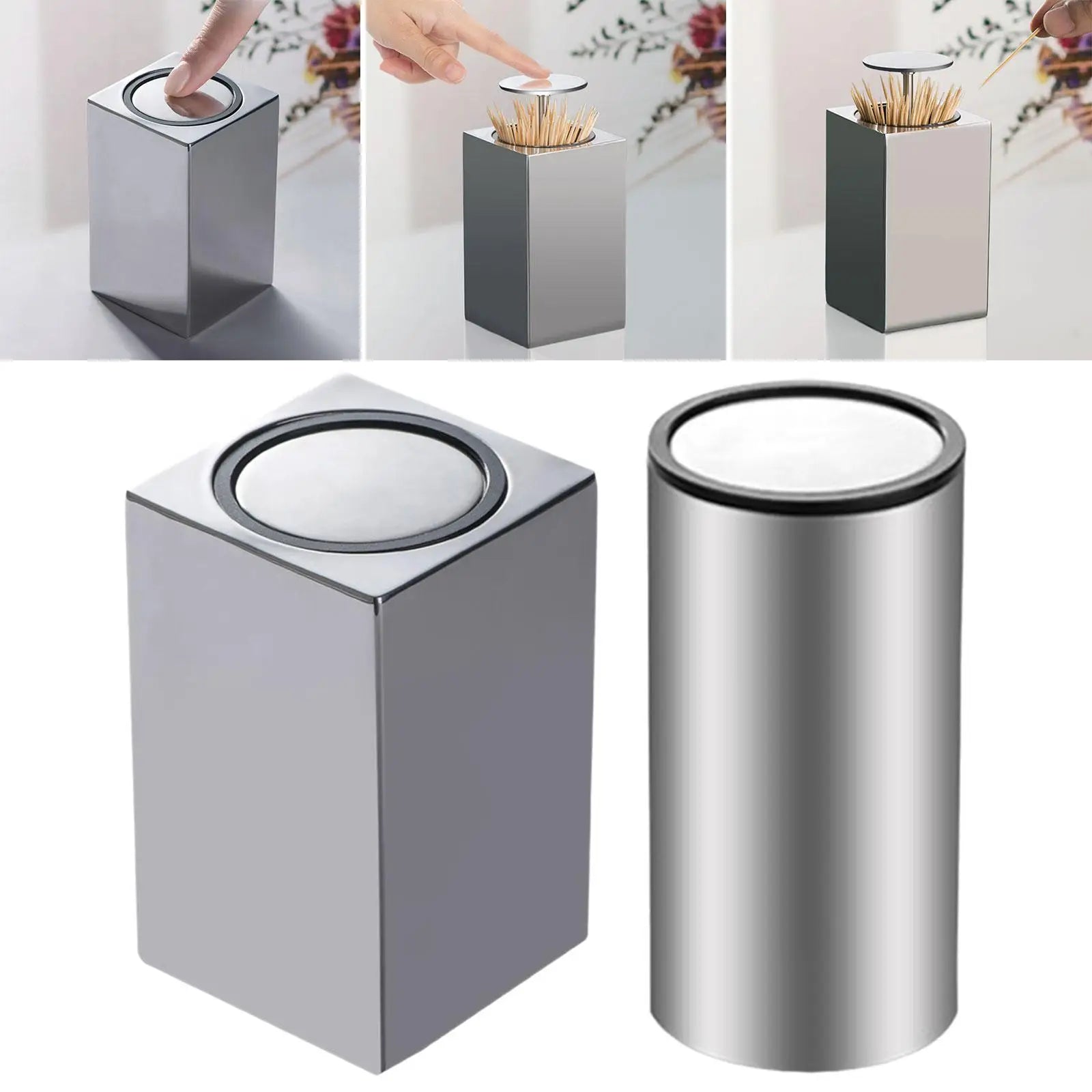 Stainless Steel Toothpick Holder Popup Modern Portable Toothpick Holder Dispenser for Home Dining Table Hotels Bars Cafes Zpaxo
