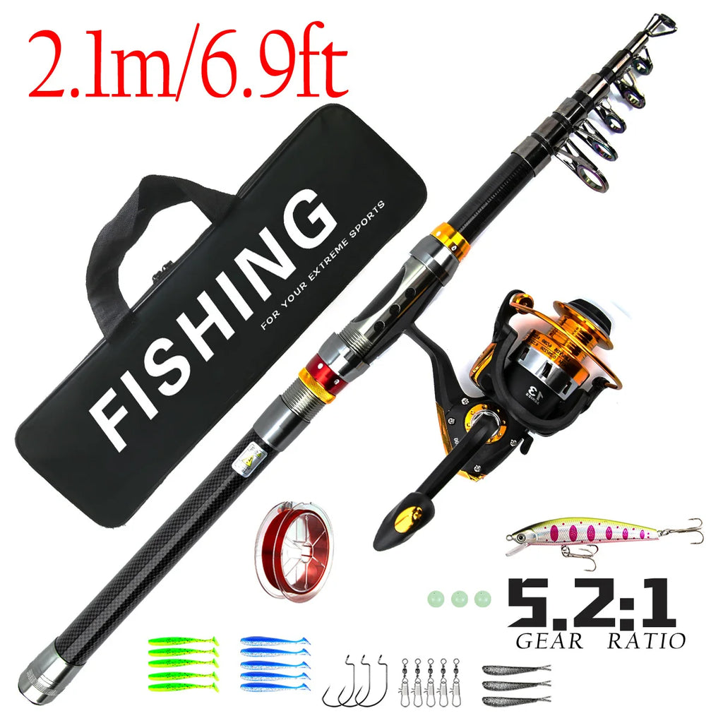 Carbon Fiber Telescopic Fishing Rod – Spinning & Baitcasting