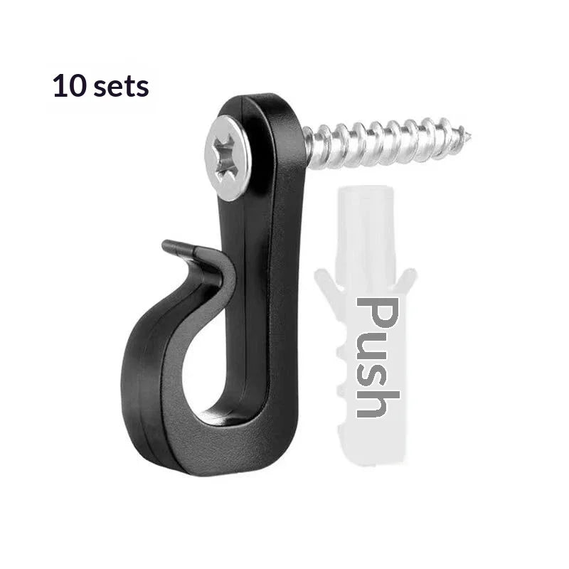 10PCS New With Screw Lights Hook Plastic Black White String Light Hangers Garage Hooks Indoor And Outdoor Zpaxo A1
