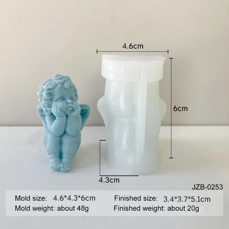 3D Angel Candle Silicone Mold DIY Aromatherapy Soap Candles Wax Plaster Polymer Clay Craft Ornament Making Mold Home Decor Zpaxo JZB-0253