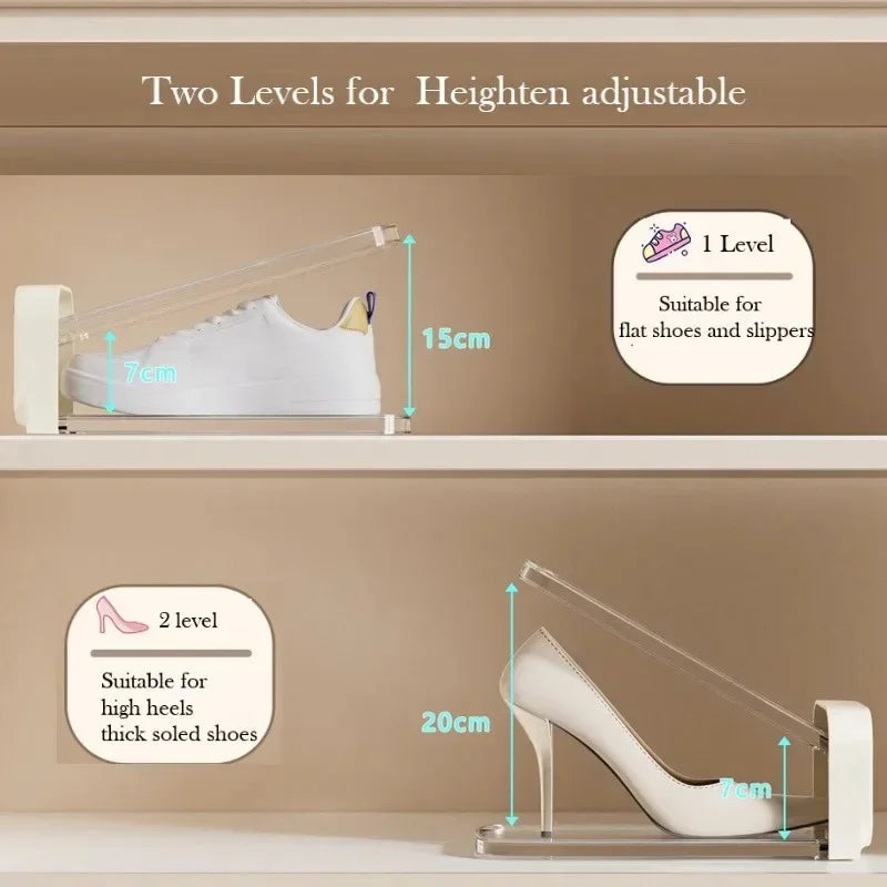 New 4PCS Adjustable Double-layer Shoe Holder and Shoe Cabinet for Household Use, Storing Plastic Shoe Racks To Save Space Zpaxo