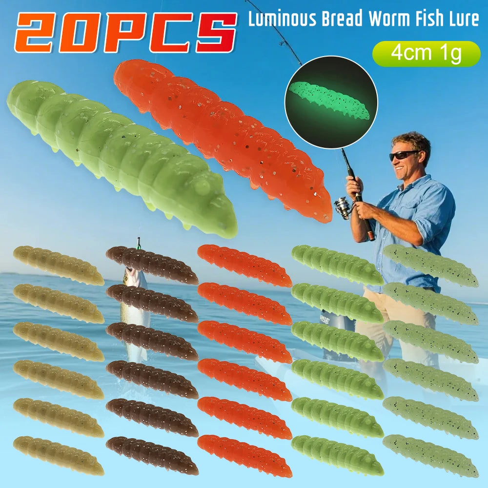 Box Luminous Simulation Grub Soft Baits Floating TPE Insect Lure