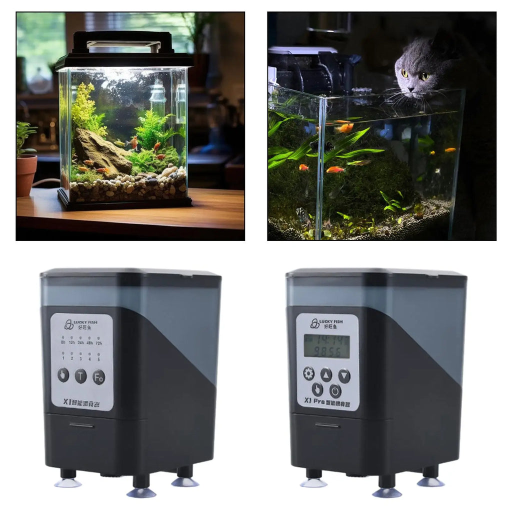 Automatic Fish Feeder Large Capacity Waterproof Timer Feeding Clear Zpaxo