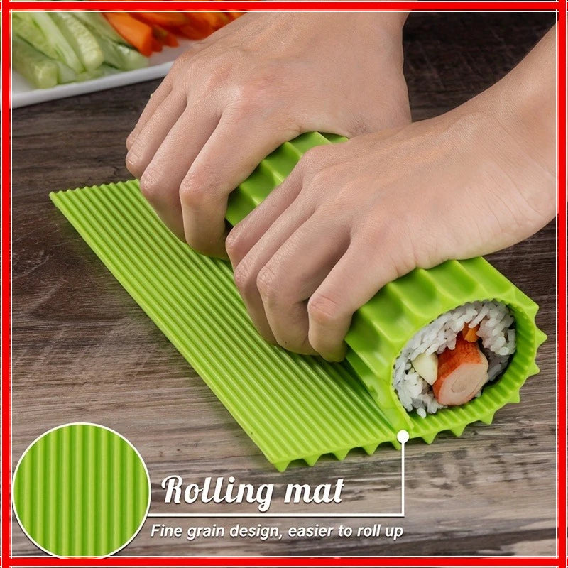 Reusable Silicone Sushi Roller Bamboo Pattern Hand Roll Mat, Easy Wash & Mildew Resistant Portable Sushi Making Kit Zpaxo