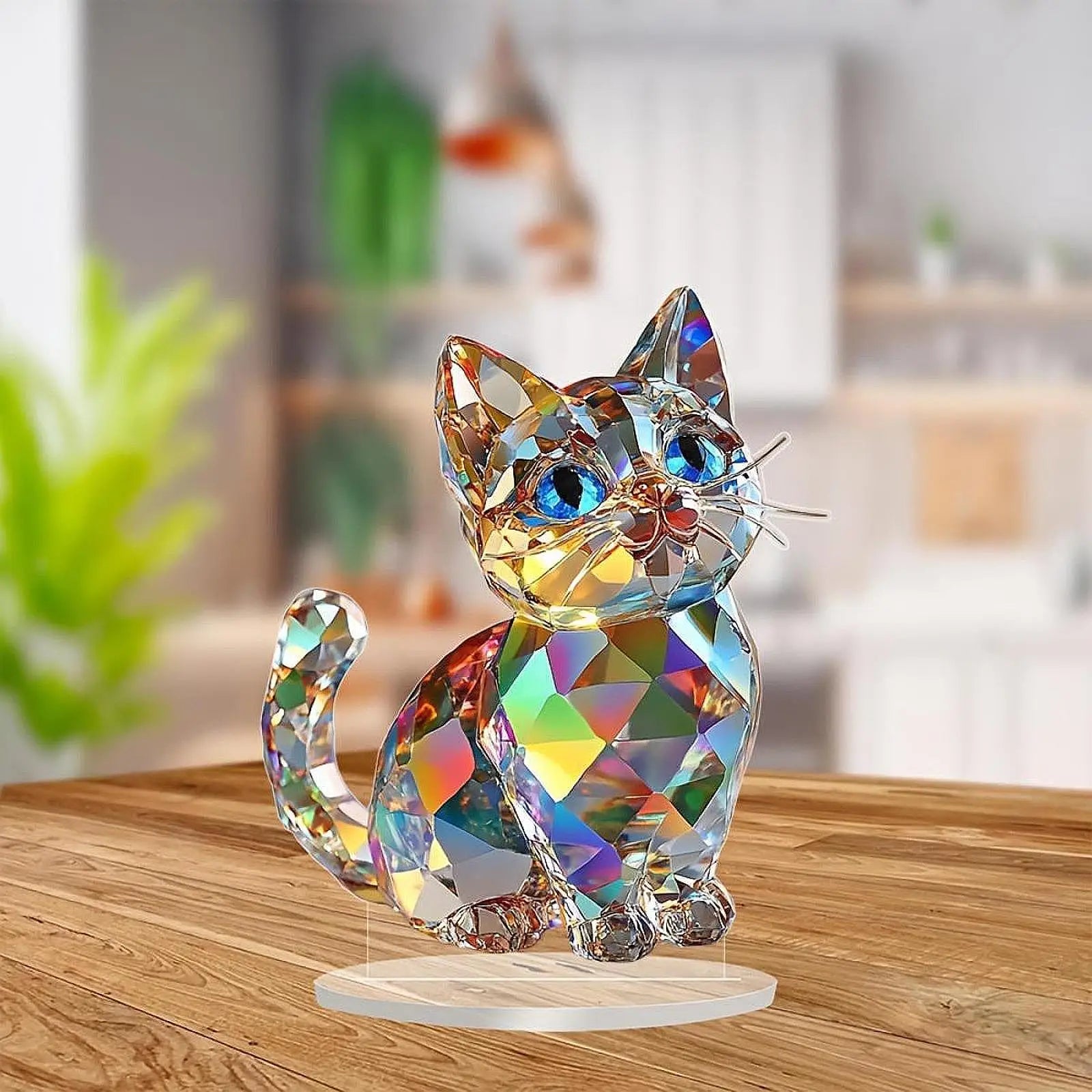 Miniature Acrylic Cat Statue – Modern Kitten Figurine Decor Cat Figurine Decor Zpaxo