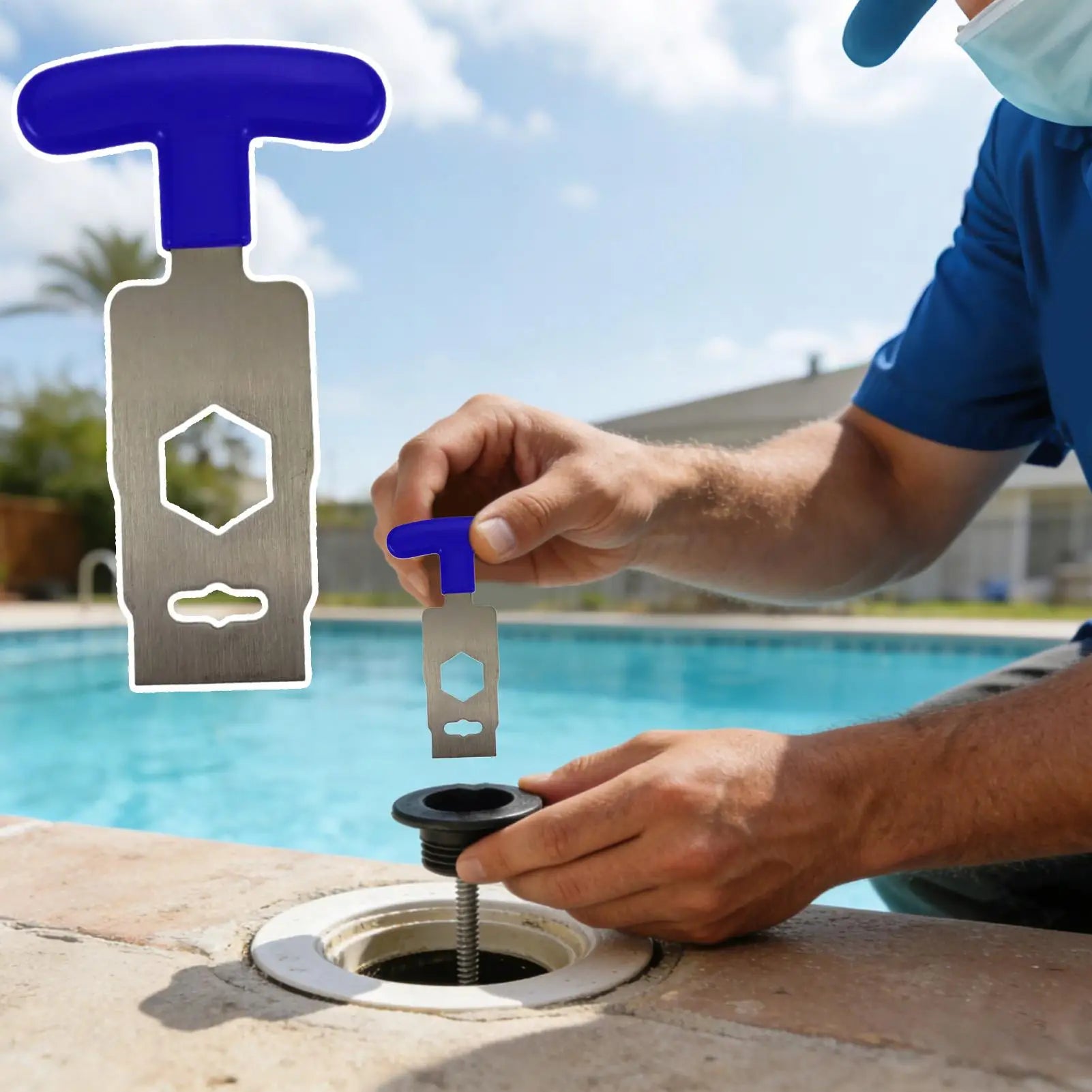 Pool Drain Plug Removal Tool – Spa Jet & Skimmer Wrench Pool Maintenance Tool Zpaxo Blue