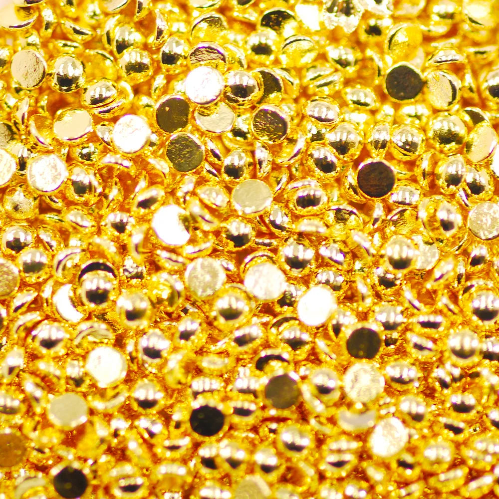 1000Pcs Gold 1.5/2/2.5mm Nail Art Rhinestones Nail Beads Alloy Gem Stones Flatback Nail Art Charms For Manicure 3D Stones Zpaxo