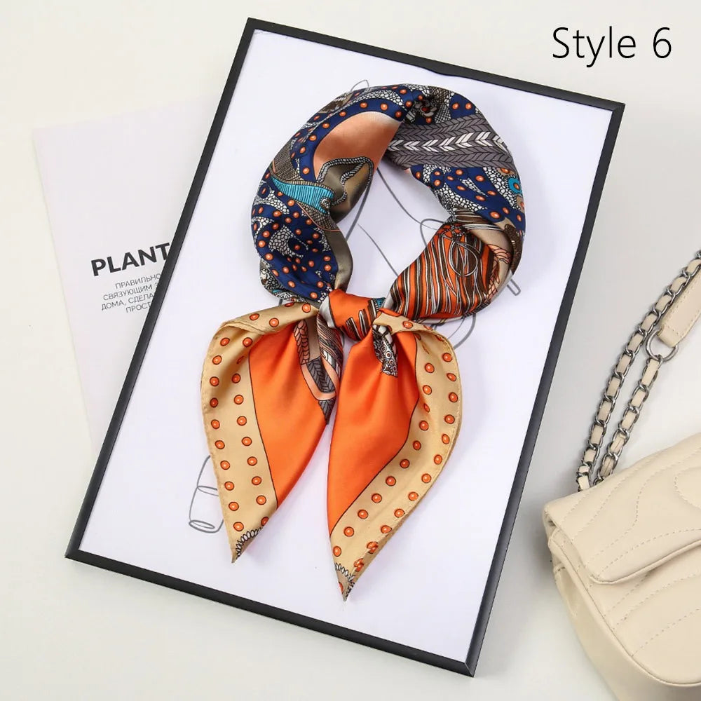 Fashion 70*70cm Hair Scarf Bohemia Style Floral Silk Scarf Sun Protection Female Foulard Square Scarf Women Zpaxo