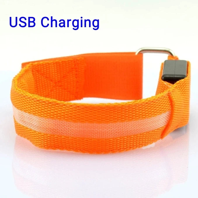 Night Running Armband LED Light Outdoor Sports USB Rechargeable Safety Belt Arm Leg Warning Wristband Cycling Bike Bicycle Light Zpaxo Orange