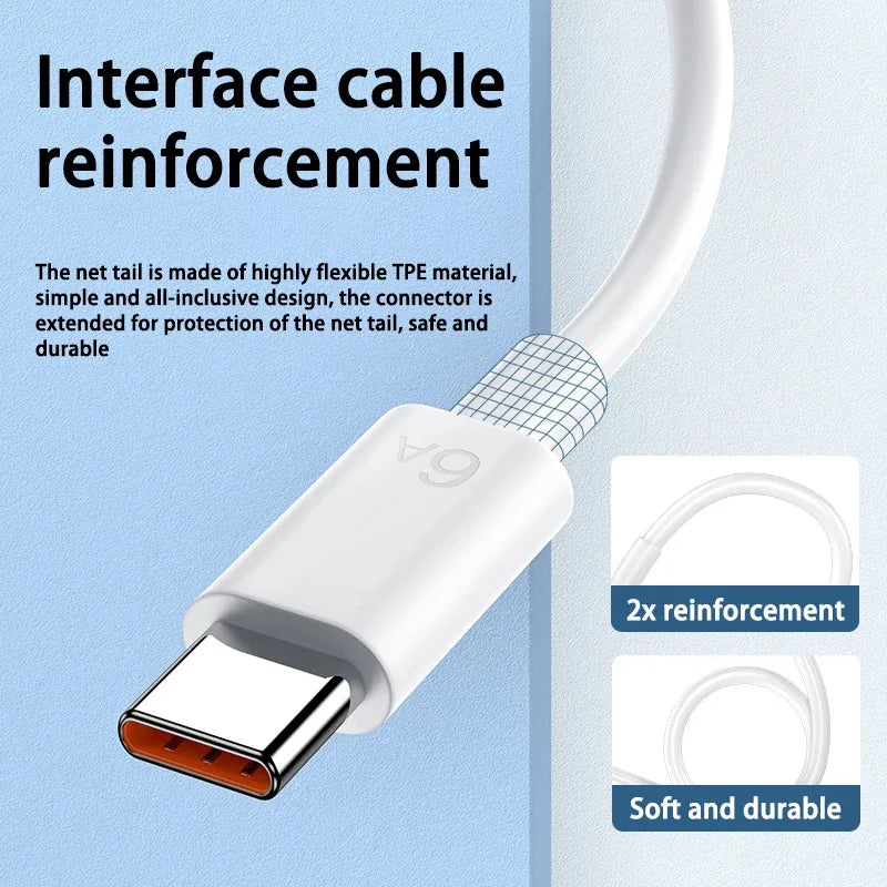 6A USB-C Fast Charging Cable – 1–6 Pack | Type-C Charger