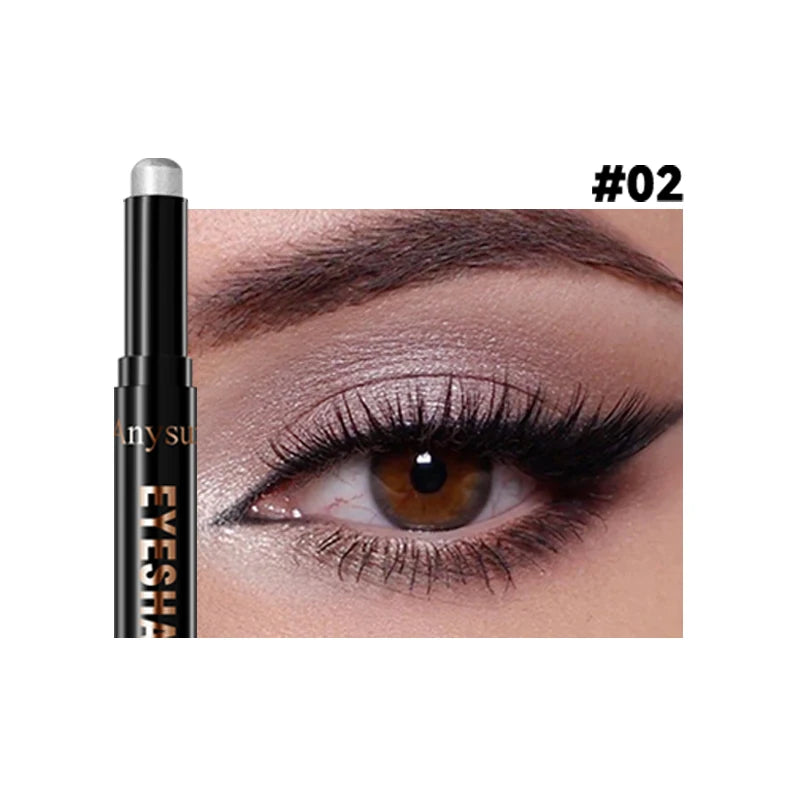 Pearl Metallic Eyeshadow Stick Sparkle Highlight One-Swipe Lazy Eye Shadow Highlighter Brightener Bold Multicolor 3D Eyes Makeup Zpaxo 02