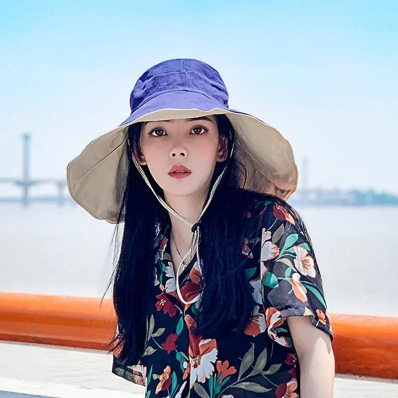 Wide Brimmed Sun Hat Women UV Resistant Hiking Fisherman Foldable