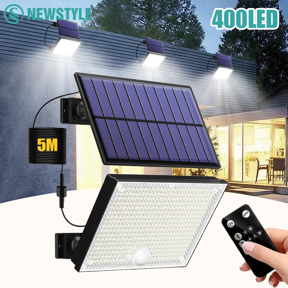 Solar Lights Outdoor 400LED Remote Solar Security Lights Outdoor Motion Sensor Waterproof Solar Wall Lamp Garden Patio Yard Zpaxo
