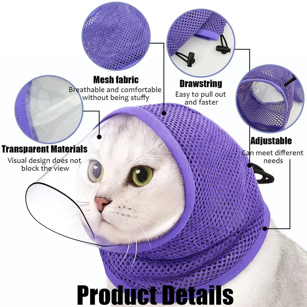Cat Mesh Muzzle – Breathable Anti-Bite Adjustable Face Cover Cat Grooming Muzzle Zpaxo