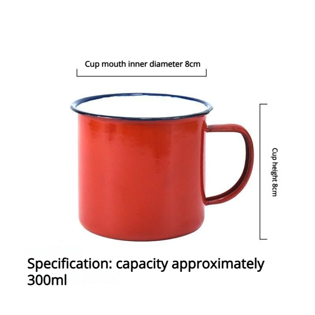 Enamel Mug Cup Retro Coffee Mugs Pure Color Portable Camping Outdoor Drinking Tea Cup With Handle Metal Tin Kitchen Drinkware Zpaxo