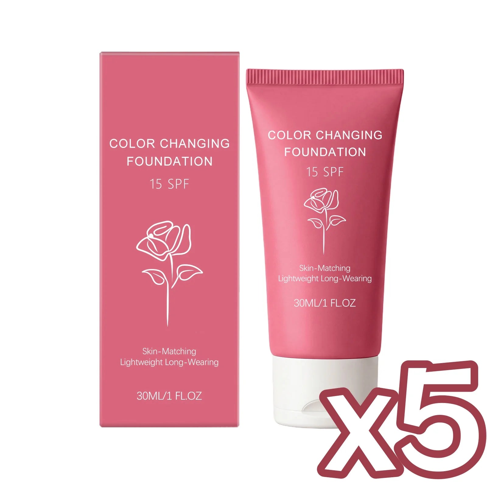 Color Changing Foundation Lotion SPF 15 | Hydrating Natural Coverage Foundation Lotion Zpaxo 30g Boxed x 5PCS