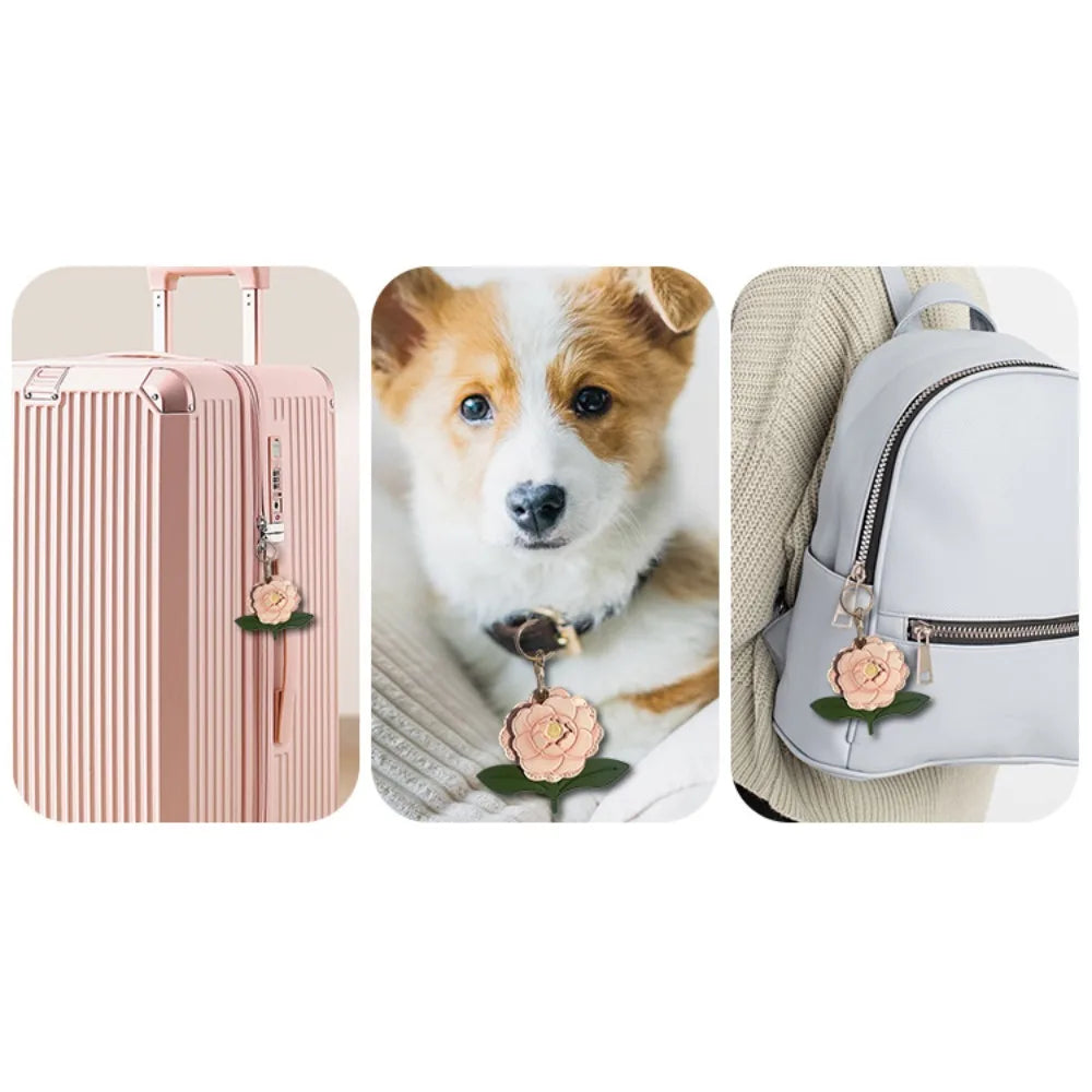 Entrance Guard Card Peony Flower Keychain Keyring Protective Case Peach Blossom Access Card Holder PU Leather Creative Zpaxo