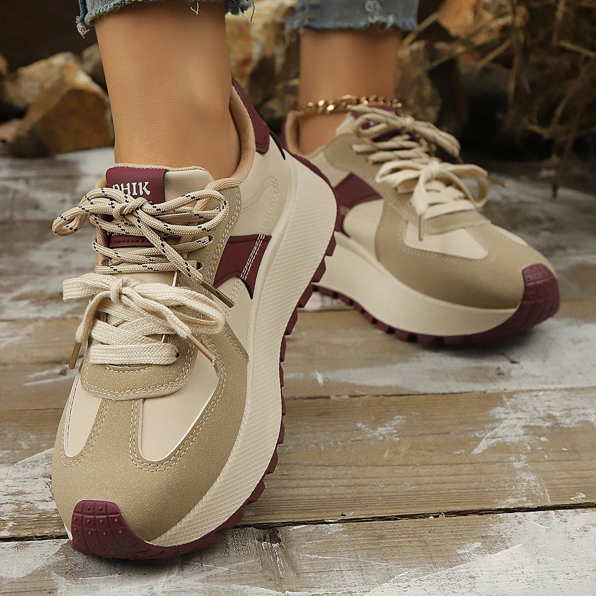 2025 New Women Sneakers Spring Thick Bottom Women Shoes Casual Patchwork Leather Sneakers Outdoor Casual Vulcanize Shoes Ladies Zpaxo