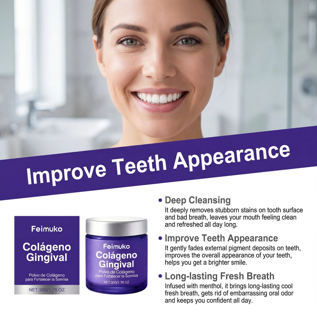 Collagen Fresh Breath Powder Brightening Tooth Care Polish Mild Cleaning Collagen Toothpaste Alternative Daily Gel for Women 50g Zpaxo