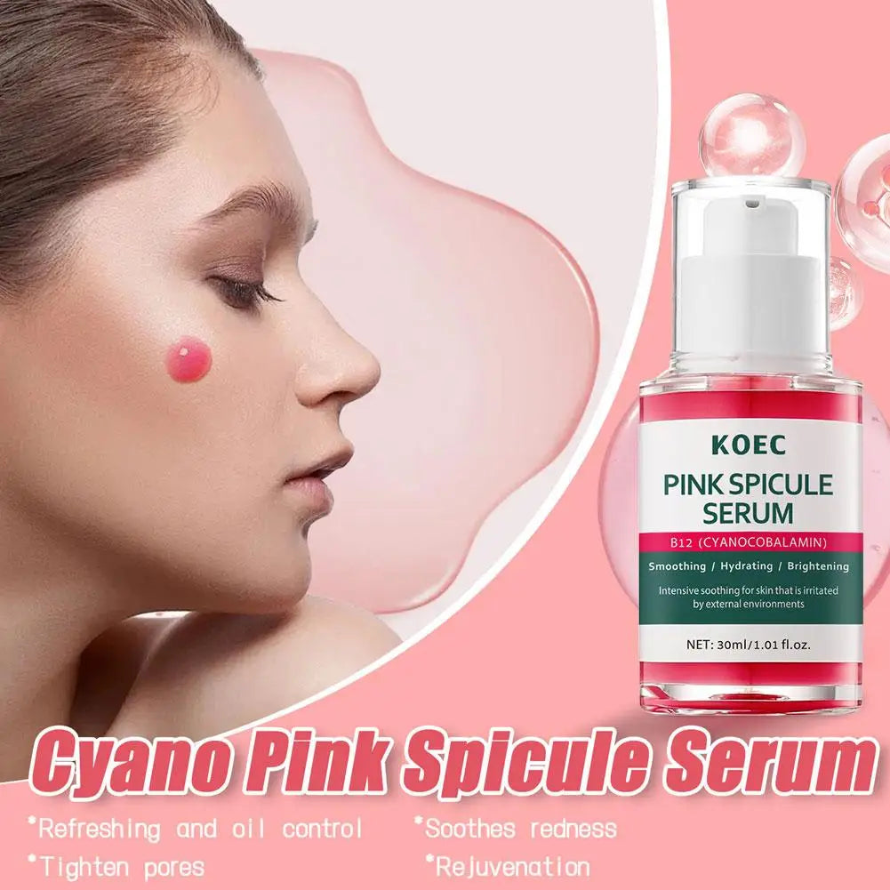Pink Face Serum Vitamin B12 Liquid Microneedle For Enlarged Pores Skin Renewal Treatment Texture Refining Pore Minimizer Zpaxo