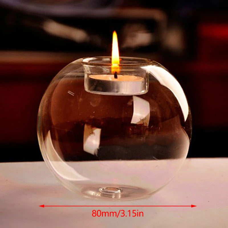 Round Clear Glass Candle Holder Oil Lamp Table Decoration Christmas
