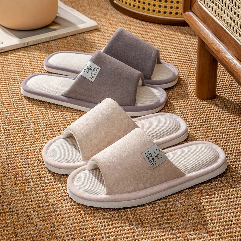 Trend Women's Linen Slippers Summer Breathable Indoor House Non-slip