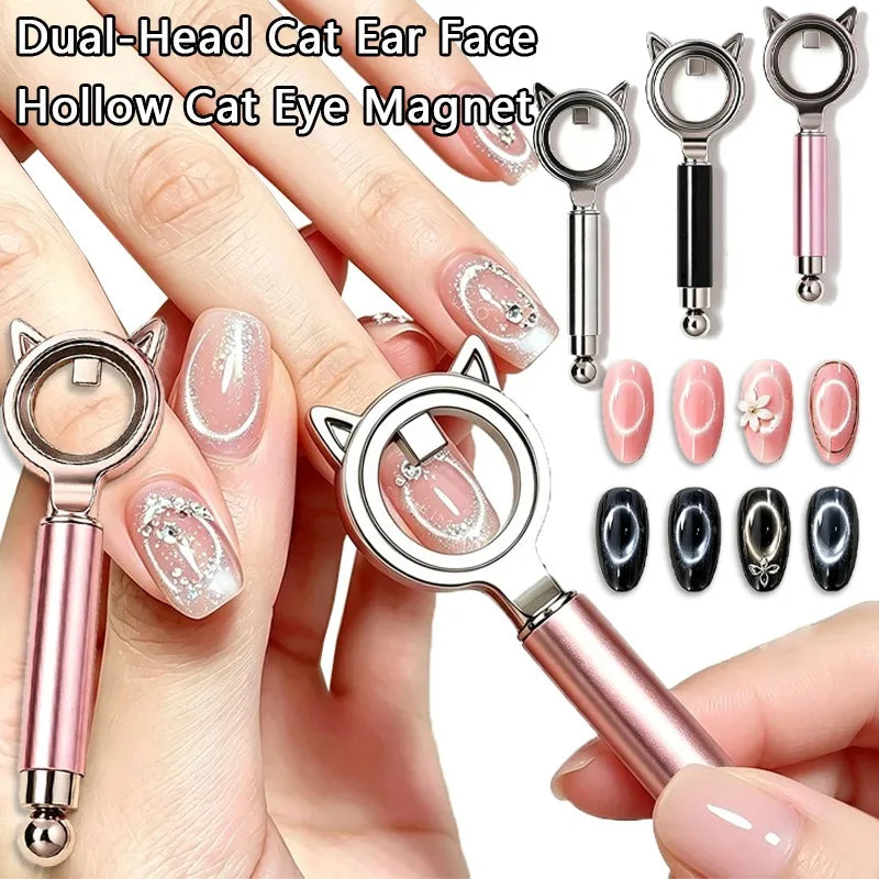 Double Head Cat Eye Nail Magnet Ear Hollow Strong Ring Magnetic Tool