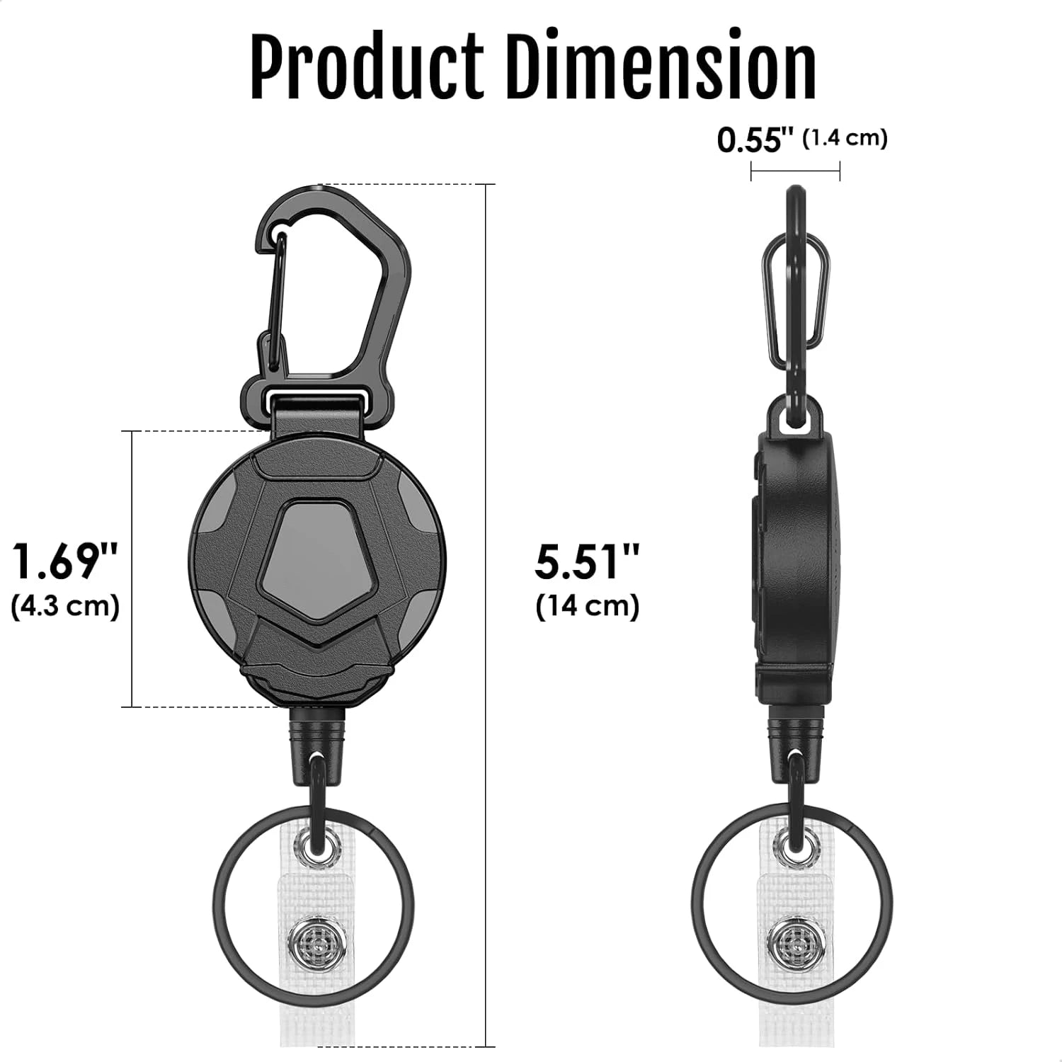 Universal 31.5" Steel Retractable Cord Keychain Anti Theft ID Badge Holder Reel Carabiner Heavy Duty Lanyard Telescopic Keychain Zpaxo