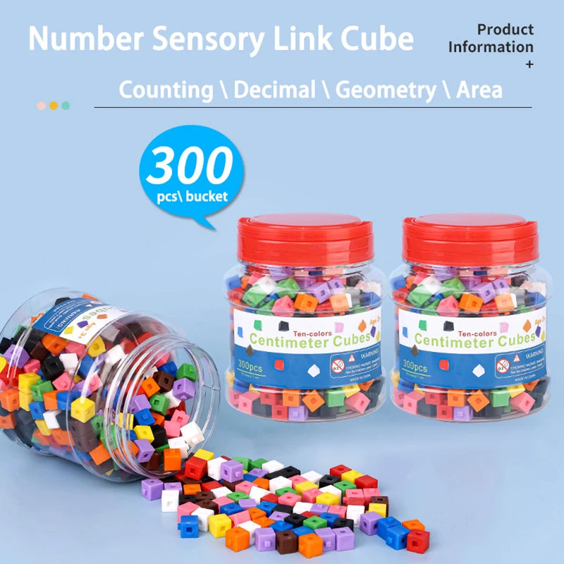 100 Linking Cubes Montessori Math Toys Number Blocks Learning Decimal