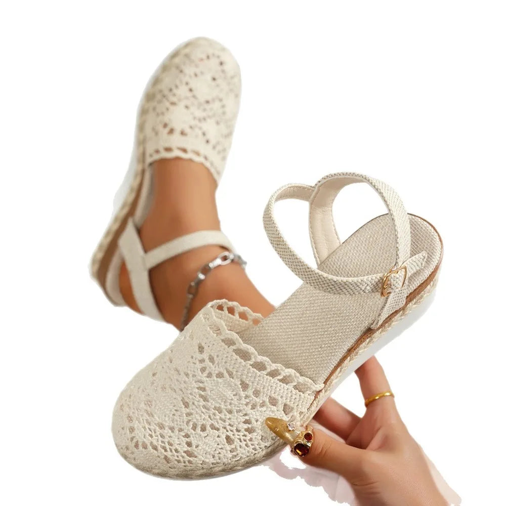 2026 Summer Women's Hollow Wedge Thick-soled Shoes Buckle Designer