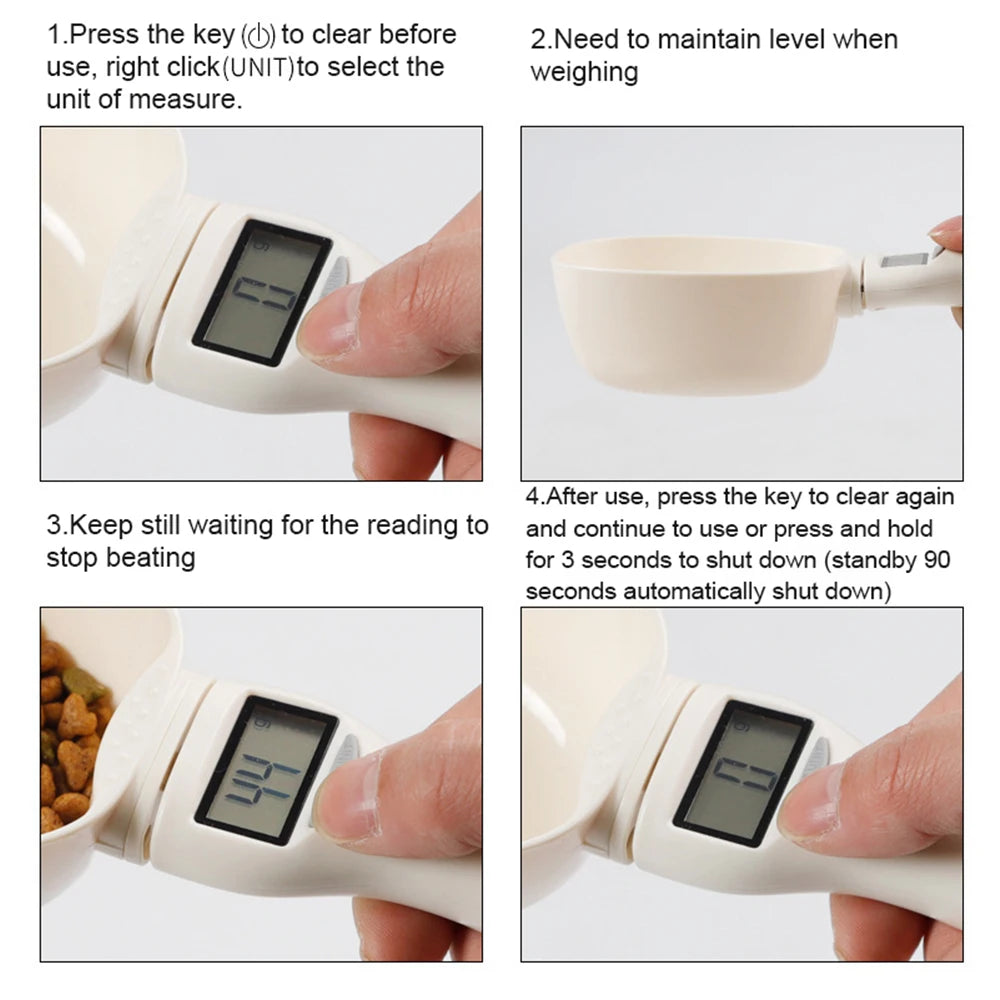Mini Pet Food Scale Spoon Electronic Measuring Cup Dog Cat Feeding Bowl Volumn Portable Weighing Meter with LED Display Feeder Zpaxo