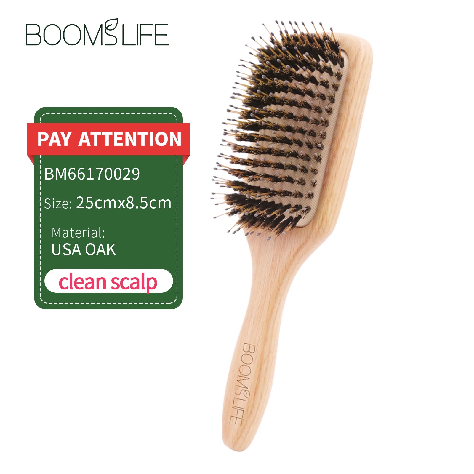 Boar Bristle HairBrush Wood Hair Brush Peine OAK Wood Combs for Women Barber Beauty Care Paddle Scalp Massage Brush Zpaxo Boar mix Nylon