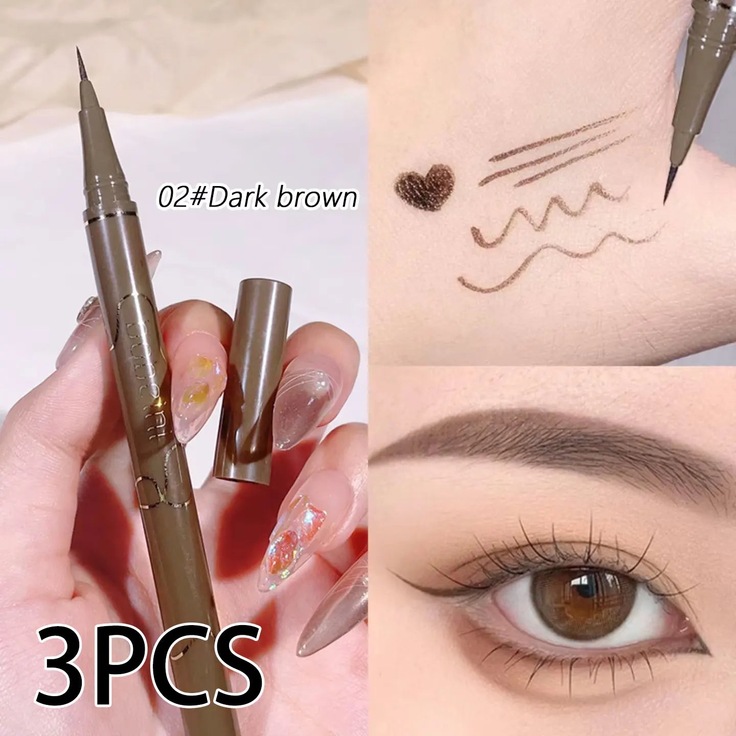 0.05mm slim eyeliner is smooth and durable, slim, quick-drying, long-lasting eyeliner, 4 colors, waterproof, non-smudging Zpaxo 05 COMBO2