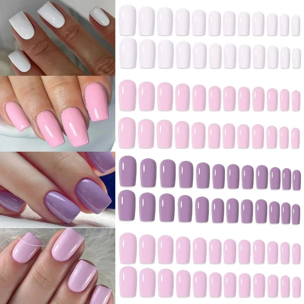 Manicure Long Square Ballerina False Nails French Pure Fake Nials Zpaxo M07