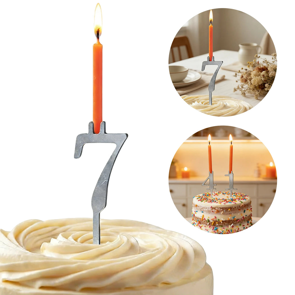 0-9 Reusable Number Birthday Candle Holder Cake Topper Decorations