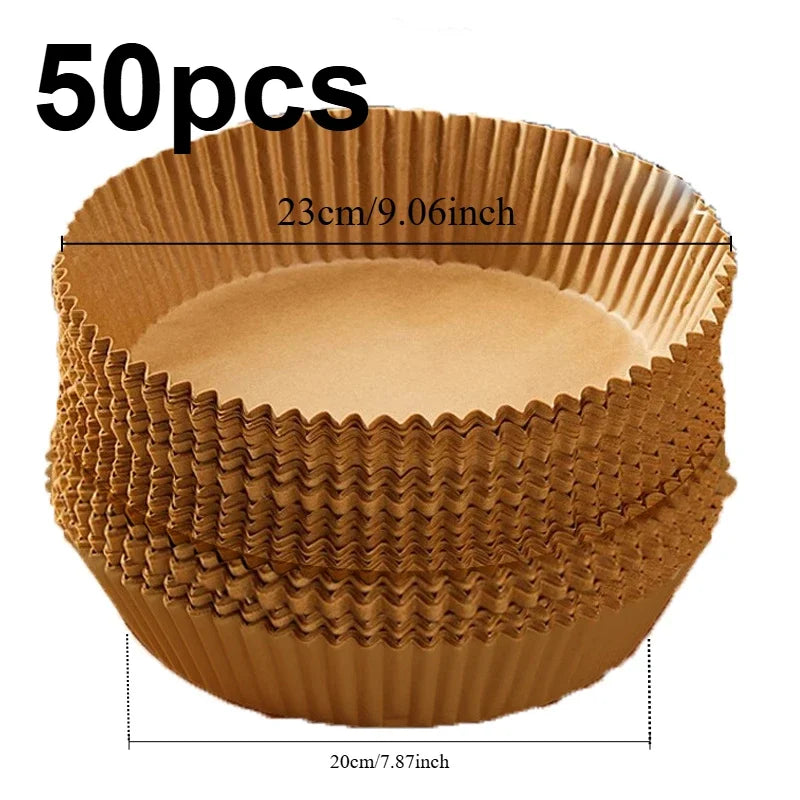 Air Fryer Paper Aerogrill Parchment Paper for Air Fryer Liner Airfryer Baking Cooking Paper Air Fryer Accessories Baking Tool Zpaxo Round-50pcs