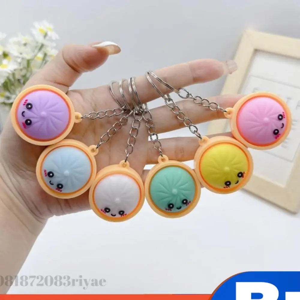 4-12PCS Simulation Dumpling Keyboard Clicker Stress Relief Toy Cute Keychains Decoration Gifts Emotion Fidgets Toy Mini Pendant Zpaxo
