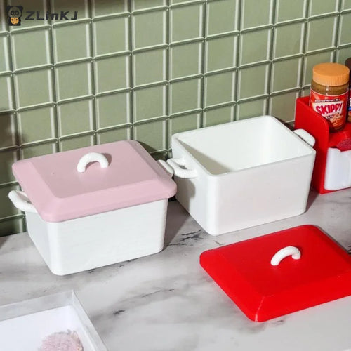 ▶1Pcs 1/12 Dollhouse Miniature Pancake Box Plate Model With Lid Kitchen Accessories For Doll House Decor Kids Toys Gift Zpaxo