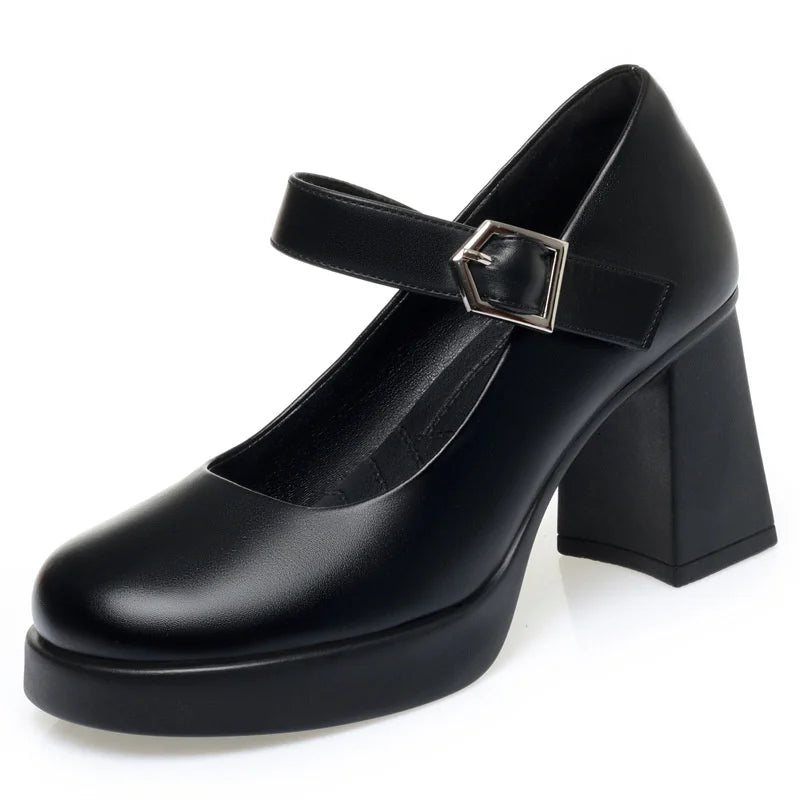 Fashionable Casual Waterproof Platform Heel Work Shoes One-liner Zpaxo