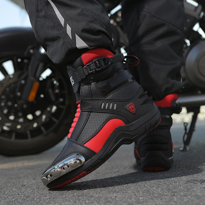 Lexsan Motorcycle Boots Men Leather Motos Breathable Anti Slip