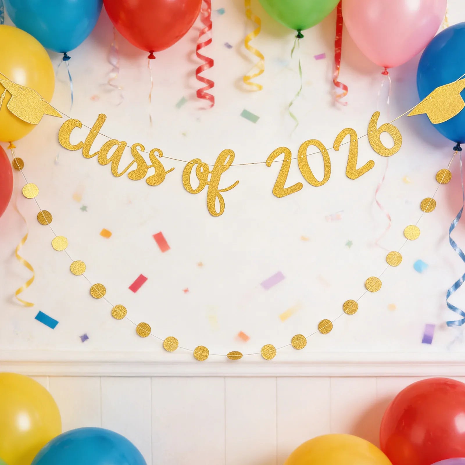 Glitter Congrats Grad Banner 2026 Graduation Decoration Garland Happy