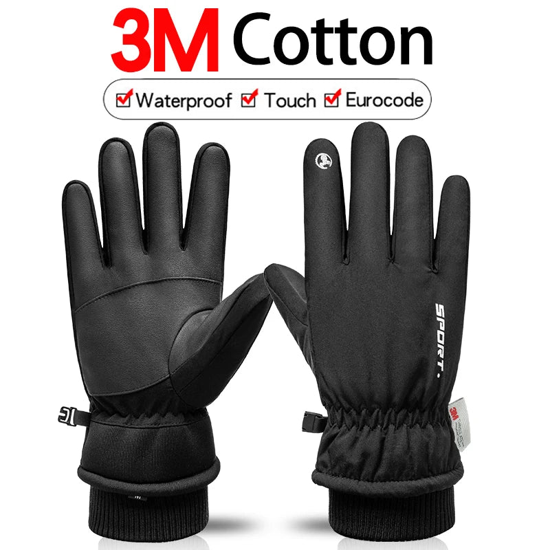 Thermal Winter Cycling Ski Gloves Outdoor Sports Running Motorcycle Touch Screen Fleece Gloves Non-slip Warm Full Fingers Gloves Zpaxo