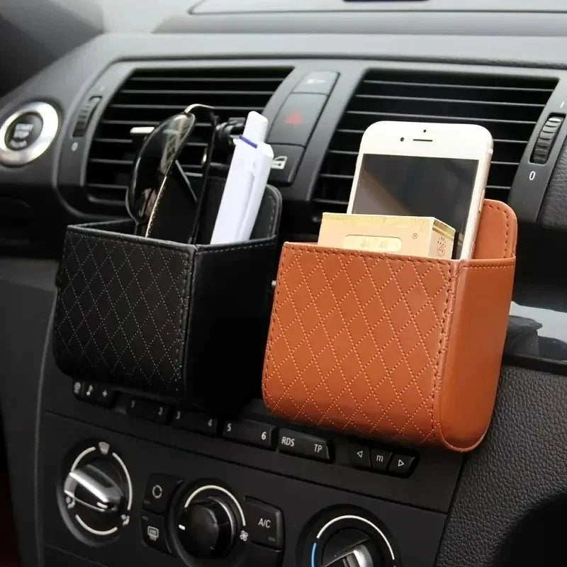 Car Air Vent Organizer Bag – Leather Dashboard Storage Box Car Vent Organizer Zpaxo