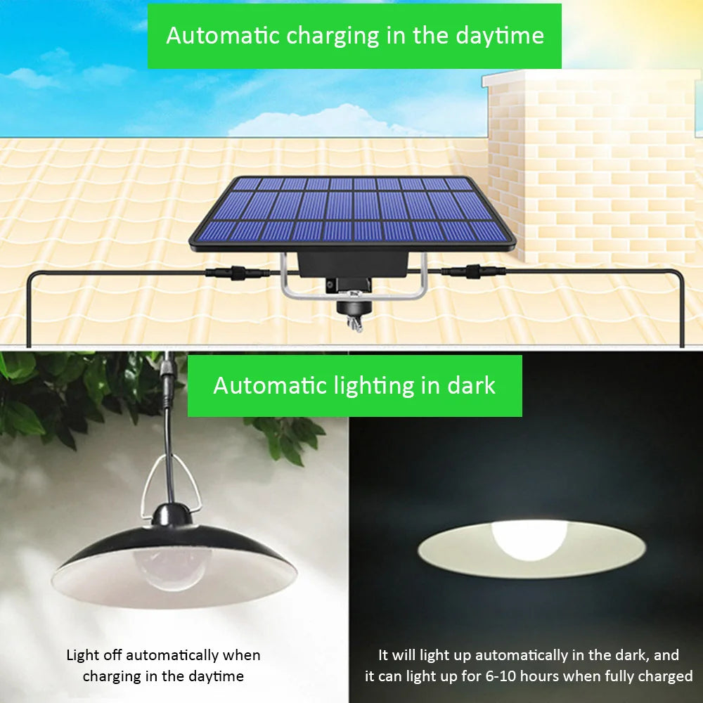 Solar Pendant Light Double Head Shed Waterproof 4800mAh Remote Zpaxo