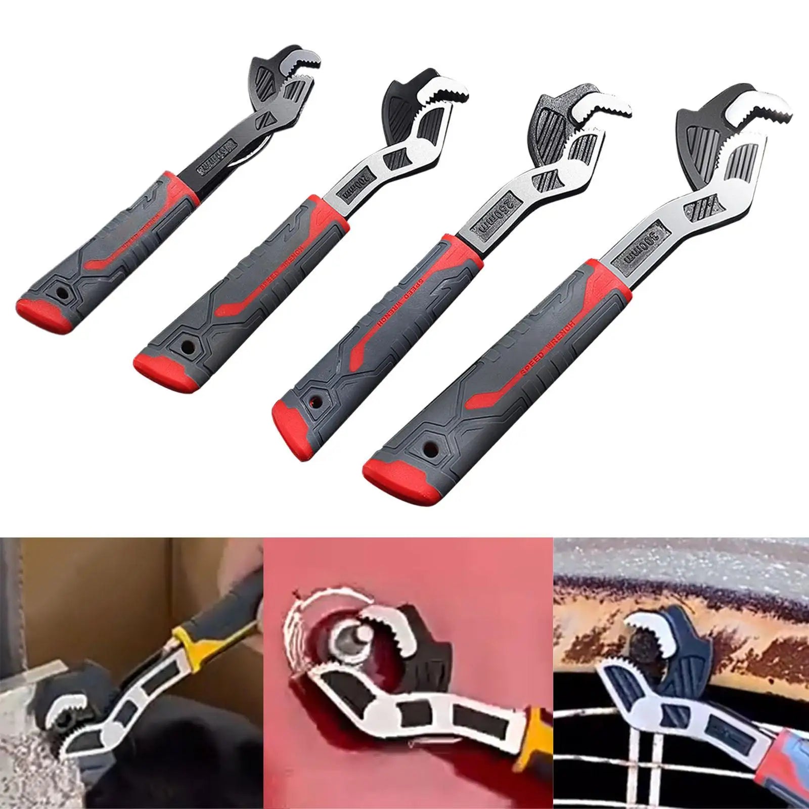 Self Adjustable Pipe Wrench Plumbing Wrench Tool Anti Slip Handle Heavy Duty Universal for Automobiles Tractors Practical Zpaxo