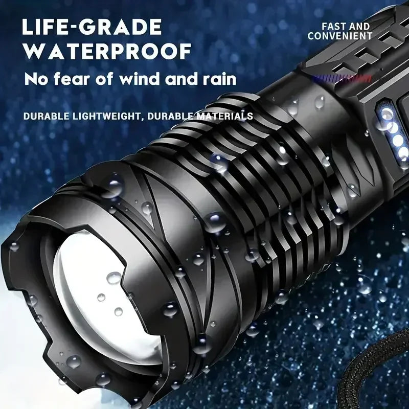 KDULIT LED Flashlight Type-C Rechargeable 7-Mode Zoomable Torch