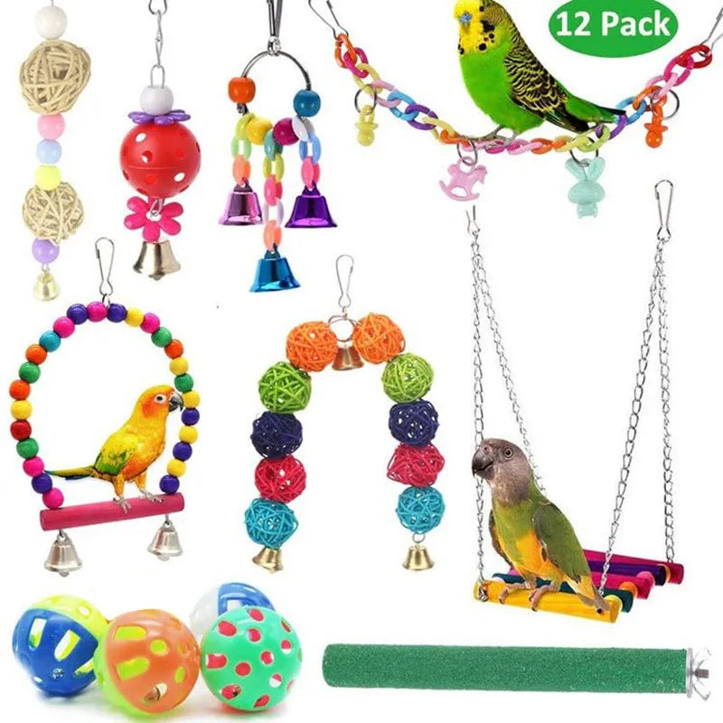 Bird Toy Cage Accessories Wood Parrot Toys Swing Suspension Bridge Zpaxo