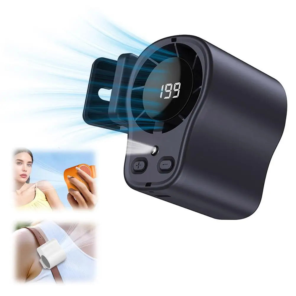 Portable USB Rechargeable Clip-On Fan | LED Display, 360° Rotation Portable Clip-On Fan Zpaxo black